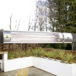 Ecostrad Sunglo Infrared Patio Heater - Silver 2kW With Remote -Heating Equipment Store 401a9575 1
