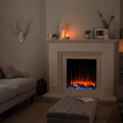 British Fires New Forest 650sq Inset -Heating Equipment Store 650sq Inset Blue SigLogs DarkRoom Angle