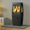 Dovre Sense 203 Matt Black With Glass Sides & Log Box 1 Dovre Sense 203 Matt Black With Glass Sides & Log Box -Heating Equipment Store Box mounted Dovre Sense 203 with side windows in Matt Black mi e1567691776517 1024x762 1