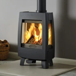 Dovre Sense 113 Matt Black With Glass Sides & Short Legs