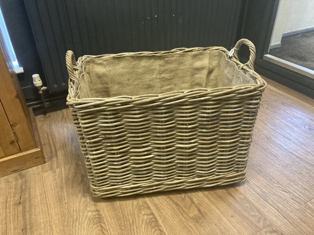 Large Wicker Log Store Basket With Wheels 3 Large Wicker Log Store Basket With Wheels