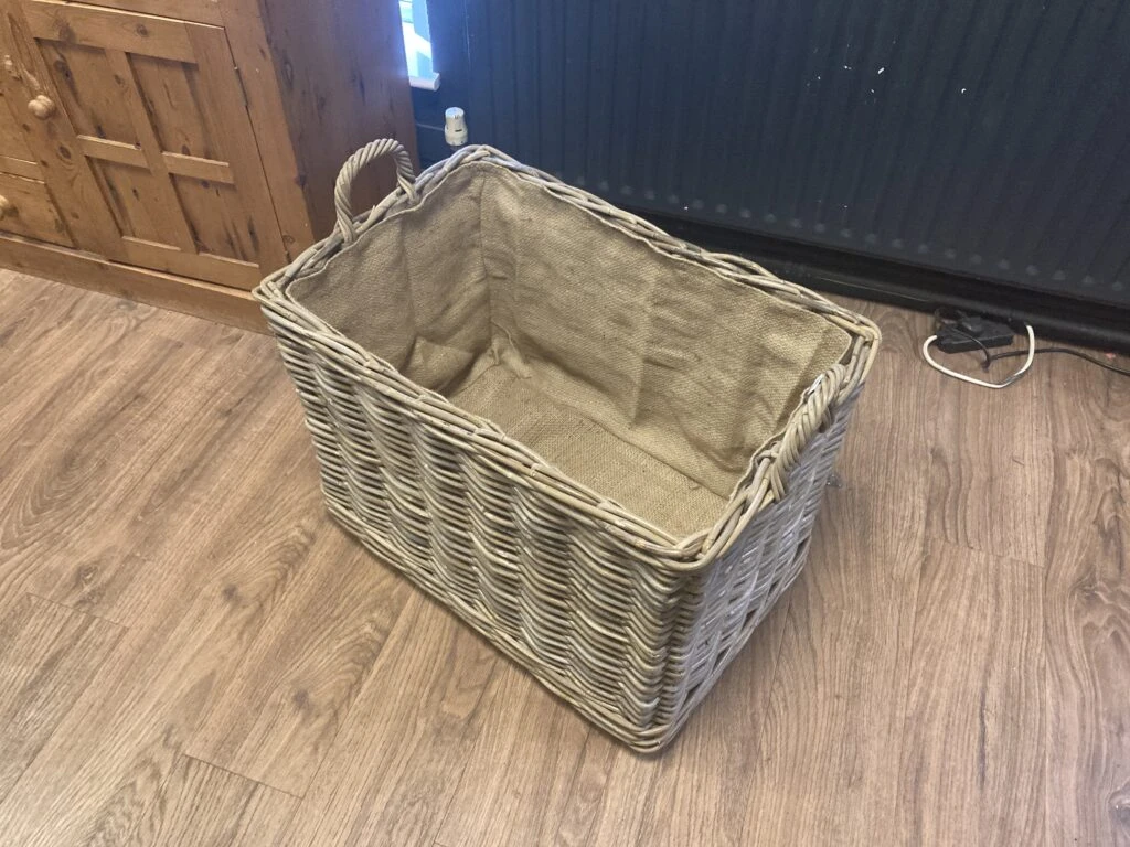 Large Wicker Log Store Basket With Wheels 5 Large Wicker Log Store Basket With Wheels - Image 3