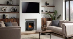 Gazco Electric Sheraton 5 -Heating Equipment Store Sheraton 5 Electric with Log Pebble fuel effect and Amber flame setting1