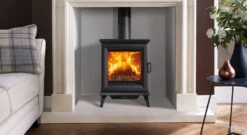 Stovax Sheraton 5 -Heating Equipment Store Sheraton 5 woodburning with Cavendish Bolection Limestone Mantel tmi