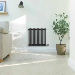 Ecostrad Allerton IQ WiFi Horizontal Triple Column Electric Radiator - Anthracite 600w (605 X 600mm) -Heating Equipment Store allerton a horizontal wide