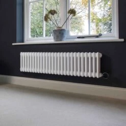 Ecostrad Allerton IQ WiFi Low Triple Column Electric Radiator - White 1000w (830 X 300mm) -Heating Equipment Store allerton iq triple h w 1190x300 01 2