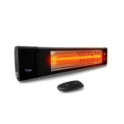 Ecostrad Apex Infrared Patio Heater - Black 1.8kw With Remote -Heating Equipment Store apex side switched on