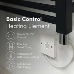 Ecostrad Fina-E Electric Towel Rail - Black 300w (500 X 1100mm) -Heating Equipment Store black anthracite basic usp 1 12