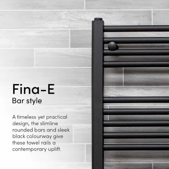 Ecostrad Fina-E Bluetooth Electric Towel Rail - Black 400w (500 X 1200mm) 7 Ecostrad Fina-E Bluetooth Electric Towel Rail - Black 400w (500 X 1200mm) - Image 5