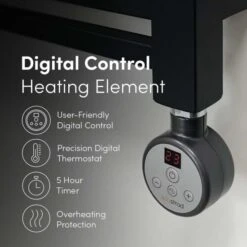 Ecostrad Fina-E Thermostatic Electric Towel Rails - Black -Heating Equipment Store black or anthracite digital usp 1 5