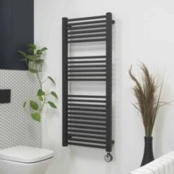 Ecostrad Cube Thermostatic Electric Towel Rail - Anthracite -Heating Equipment Store cube anthracite 500x1200 digital angle