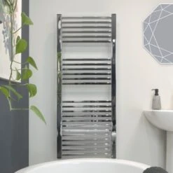 Ecostrad Cube Electric Towel Rail - Chrome 600w (500 X 1200mm) -Heating Equipment Store cube chrome 500x1200 basic face