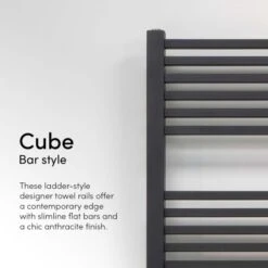Ecostrad Cube Electric Towel Rail - Anthracite 400w (500 X 800mm) -Heating Equipment Store cube anthracite bar style 1 5