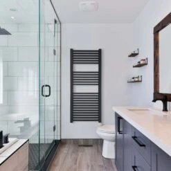 Ecostrad Cube Bluetooth Electric Towel Rail - Anthracite 600w (500 X 1200mm) -Heating Equipment Store cube bluetooth anthracite 500x1200 lifestyle 1 4