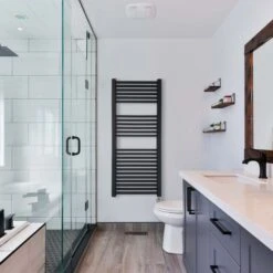 Ecostrad Cube Thermostatic Electric Towel Rail - Anthracite -Heating Equipment Store cube thermostatic anthracite 500x1200 lifestyle 1 2