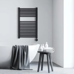 Ecostrad Cube IQ WiFi Electric Towel Rails - Anthracite -Heating Equipment Store cube wifi anthracite 500x800 lifestyle 1 1
