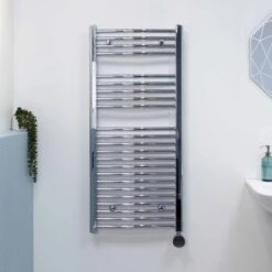 Heating Equipment Store 6 Ecostrad Fina-E IQ WiFi Electric Towel Rail - Curved Chrome 300w (500 X 1100mm)