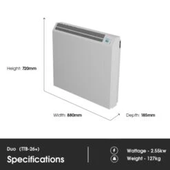 Technotherm TTB-E Duo 26+ WiFi Controlled Storage Heater - 2.55kw -Heating Equipment Store duo ttb 26 dimensions