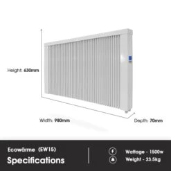 Ecostrad Ecowärme Electric Radiator - White 1500w -Heating Equipment Store ecowarme features tile 6