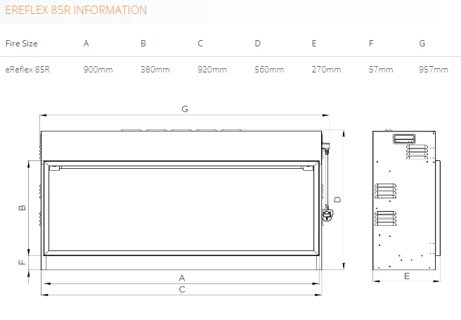 Gazco EReflex 85R Inset Electric Fire 4 Gazco EReflex 85R Inset Electric Fire - Image 2