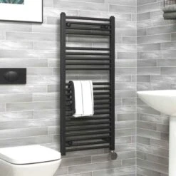 Ecostrad Fina-E IQ WiFi Electric Towel Rail - Anthracite 400w (500 X 1200mm) -Heating Equipment Store fina anthracite 500x1100 iq angle 4