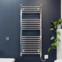 Ecostrad Fina-E Electric Towel Rail - Chrome 600w (500 X 1500mm) -Heating Equipment Store fina chrome 500x1200 basic face 4