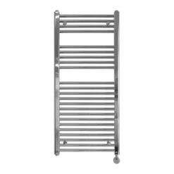 Ecostrad Fina-E Thermostatic Electric Towel Rail - Chrome 300w (500 X 1100mm) -Heating Equipment Store fina e 1100x500 fe t 30 c cutout front 1