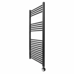 Ecostrad Fina-E Thermostatic Electric Towel Rails - Black -Heating Equipment Store fina e thermostatic 500x1200 black 400w side 1