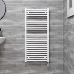 Ecostrad Fina-E Thermostatic Electric Towel Rail - White 300w (500 X 1100mm) -Heating Equipment Store fina white 500x1100 digital face