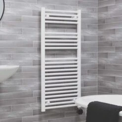 Ecostrad Fina-E IQ WiFi Electric Towel Rail - White 300w (500 X 1100mm) -Heating Equipment Store fina white 500x1100 iq angle