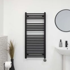 Ecostrad Fina-E IQ WiFi Electric Towel Rail - Black 400w (500 X 1200mm) -Heating Equipment Store fina b wifi 01 1 1