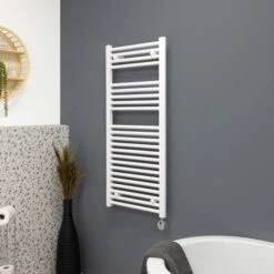 Ecostrad Fina-E Thermostatic Electric Towel Rail - White -Heating Equipment Store fina w digital 02
