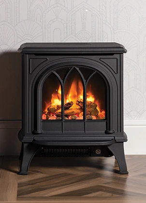 Gazco Huntingdon 30 Electric- Matt Black, Tracery Door 3 Gazco Huntingdon 30 Electric- Matt Black, Tracery Door