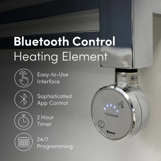 Ecostrad Fina-E Bluetooth Electric Towel Rail - Chrome 4 Ecostrad Fina-E Bluetooth Electric Towel Rail - Chrome - Image 2