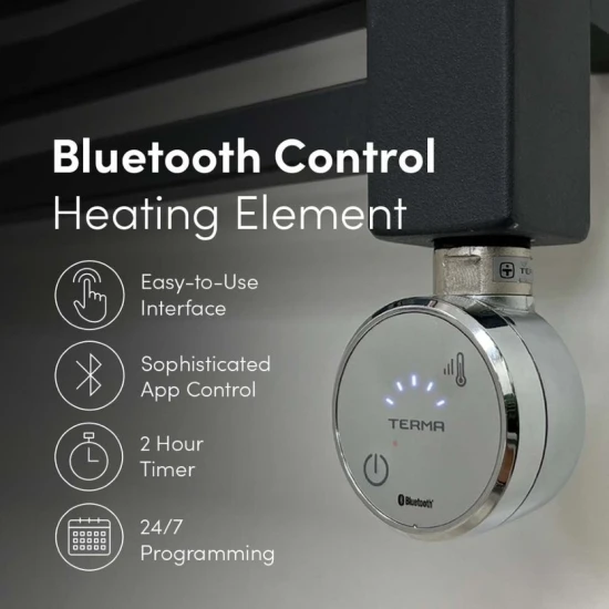 Ecostrad Fina-E Bluetooth Electric Towel Rail - Black 400w (500 X 1200mm) 6 Ecostrad Fina-E Bluetooth Electric Towel Rail - Black 400w (500 X 1200mm) - Image 4