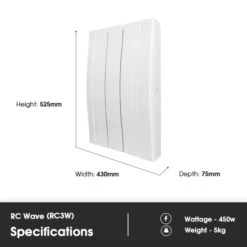 Haverland Designer RC Wave RC3W Electric Radiator - 450w -Heating Equipment Store rc3 specifications