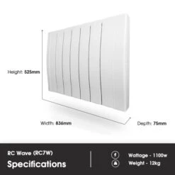 Haverland Designer RC Wave RC7W Electric Radiator - 1100w 18 Haverland Designer RC Wave RC7W Electric Radiator - 1100w -Heating Equipment Store rc7 specifications