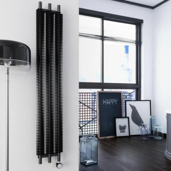 Terma Ribbon V E Vertical Designer Electric Radiator - Black 600w 5 Terma Ribbon V E Vertical Designer Electric Radiator - Black 600w - Image 3
