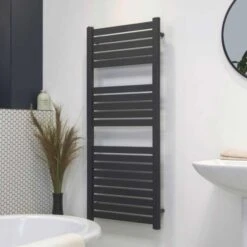Ecostrad Scala Electric Towel Rail - Anthracite 600w (500 X 1200mm) -Heating Equipment Store scala anthracite 500x1200 basic angle 1