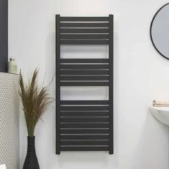 Ecostrad Scala Electric Towel Rail - Anthracite 600w (500 X 1200mm) -Heating Equipment Store scala anthracite 500x1200 basic face 1