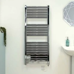 Ecostrad Scala Electric Towel Rail - Chrome 600w (500 X 1200mm) 10 Ecostrad Scala Electric Towel Rail - Chrome 600w (500 X 1200mm) -Heating Equipment Store scala chrome 500x1200 basic front