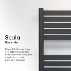 Ecostrad Scala Thermostatic Electric Towel Rail - Anthracite 600w (500 X 1200mm) -Heating Equipment Store scala anthracite bar style 3