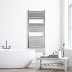 Ecostrad Scala Bluetooth Electric Towel Rail - Chrome 600w (500 X 1200mm) 9 Ecostrad Scala Bluetooth Electric Towel Rail - Chrome 600w (500 X 1200mm) -Heating Equipment Store scala bluetooth chrome 500x1200 lifestyle 1 1