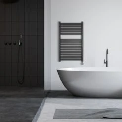 Ecostrad Scala Thermostatic Electric Towel Rail - Anthracite 400w (500 X 800mm) -Heating Equipment Store scala thermostatic anthracite 500x800 lifestyle 1 1