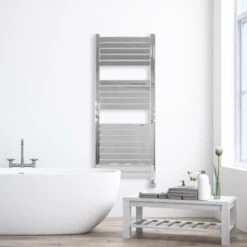 Ecostrad Scala Thermostatic Electric Towel Rail - Chrome 600w (500 X 1200mm) -Heating Equipment Store scala thermostatic chrome 500x1200 lifestyle 1