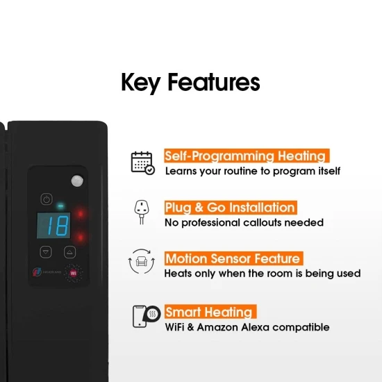 Haverland Wi3 SmartWave Self-Programming Electric Radiator - Anthracite 450W 5 Haverland Wi3 SmartWave Self-Programming Electric Radiator - Anthracite 450W - Image 3