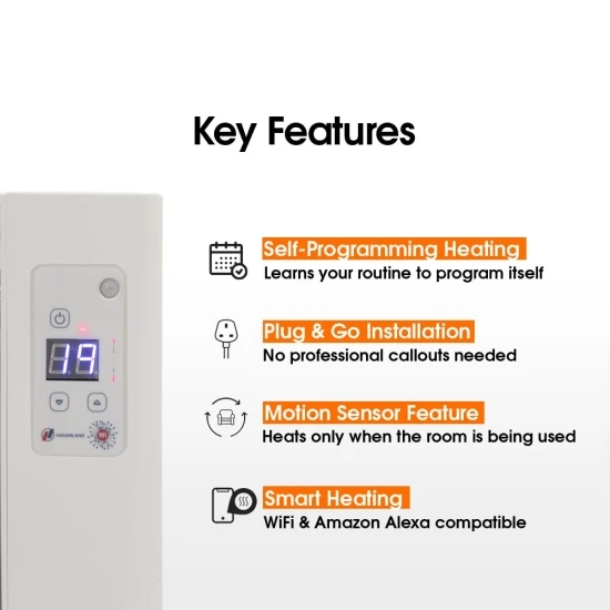 Haverland Wi7 SmartWave Self-Programming Electric Radiator - 1100W 6 Haverland Wi7 SmartWave Self-Programming Electric Radiator - 1100W - Image 4