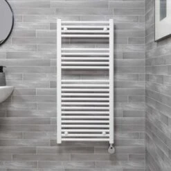 Ecostrad Fina-E Thermostatic Electric Towel Rail - White -Heating Equipment Store w digital