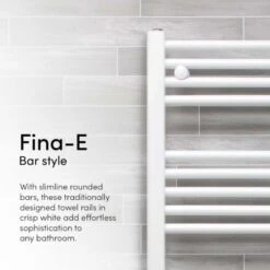 Ecostrad Fina-E Thermostatic Electric Towel Rail - White -Heating Equipment Store white 1 2