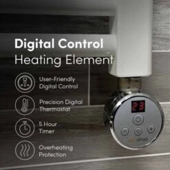 Ecostrad Fina-E Thermostatic Electric Towel Rail - White -Heating Equipment Store white digital usp 1